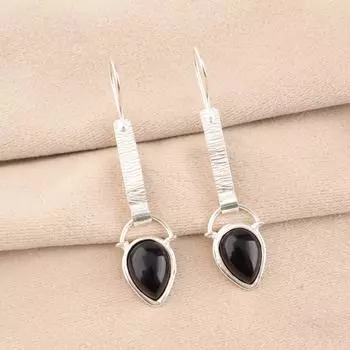 Black Tourmaline Gemstone 925 Sterling Silver Jewelry Handmade Earrings 2.3 EE-166-31
