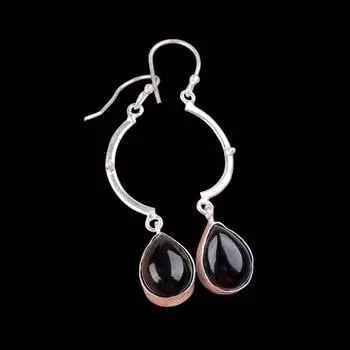 Black Tourmaline Gemstone 925 Sterling Silver Jewelry Handcrafted Earrings 2.60 EE-43-19