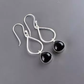 Black Tourmaline Gemstone 925 Sterling Silver Jewelry Handmade Earrings 1.90 EE-19-22