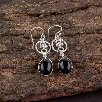 Black Tourmaline Gemstone 925 Sterling Silver Jewelry Handmade Earrings 2.00 EE-17-25