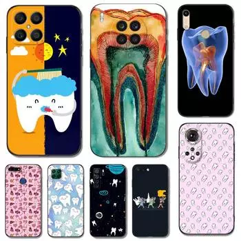 Black tpu Case For Honor 8a Prime 8s 9 10X Lite 9A 9C 9X Premium Pro 9S Case Cover Dentist tooth pattern honor 9 Lite