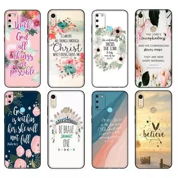 Черный чехол из ТПУ для Huawei Honor 8a Prime 8s Prime 9 Lite honor 9A 9C 9X Premium 9x Pro 9S Чехол Caliber Bible Quotes honor 8A