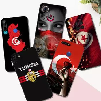 Black Tpu Case For Huawei Honor X8 50 Lite Pro 10 lite Nova 5t 8 9 Pro 4G 5G 8i Cover tunisia flag Honor 50