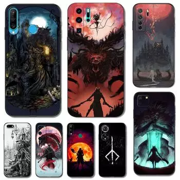 Черный чехол из ТПУ для Huawei P30 Lite P30 Pro P40 LITE EP Smart 2020 Cover bloodborne blood moon art huawei P40 LITE E
