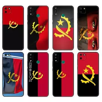 Black tpu Case For Huawei Y9S Y6S Y8S Y5P Y7P Y8P Case For Huawei Y5 lite Prime 2018 Y6 2019 Cover Angola flag huawei Y5 2018