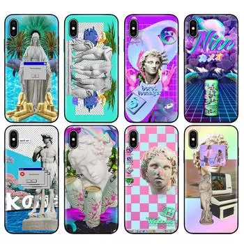 Black tpu case for iphone 5 5s SE 2020 6 6s 7 8 plus x 10 case cover for iphone XR XS 11 pro MAX case Art Vaporwave Cooles iphone 6