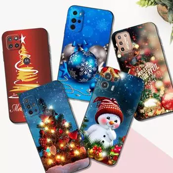 Black Tpu Case For Motorola Edge 20 Lite Pro 2021 S Moto E20 E30 E40 E7 4G G 5G Plus christmas tree light winter Moto E30