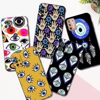 Черный чехол из ТПУ для Motorola Edge 20 Lite Pro 2021 S Moto E20 E30 E40 E7 4G G 5G Plus с изображением сглаза Edge 20