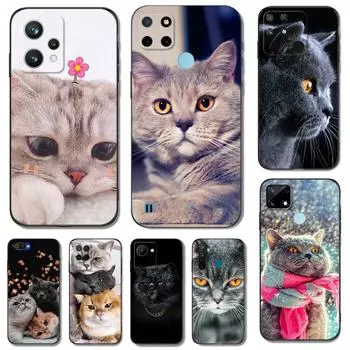 Черный чехол из ТПУ для Realme 7i 8i 9 Pro Plus 9i C12 GT Neo2 Narzo 20 30A 50A 50i британская короткошерстная кошка Realme 7i Global