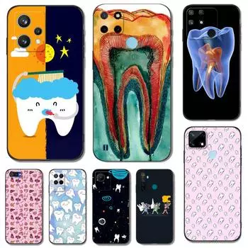 Black tpu Case For Realme C3 C35 C20 C21 C21Y C25 C25Y C25S C11 2021 2020 cover Dentist tooth pattern Realme C35