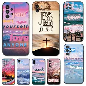 Black tpu Case For Samsung galaxy M53 M13 M62 A12 A22 A22S A32 A42 A52 A52S A72 4g 5g A20S Christian jesus wisdom Samsung A32 5G