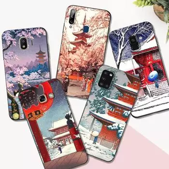 Black tpu Case For Samsung galaxy S6 s7 s8 s9 plus back cover retro Tokyo Japanese Art Samsung S9 plus