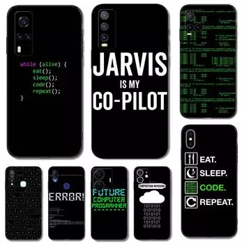 Black Tpu Case For Vivo Y01 Y2 Y12S Y12A Y50 Y15 Y15A Y15S Y17 Y3 Y11 Y50 Y50T Y51S 2019 2020 5G Coding Programming Codes Code Vivo Y01 Y15A Y15S