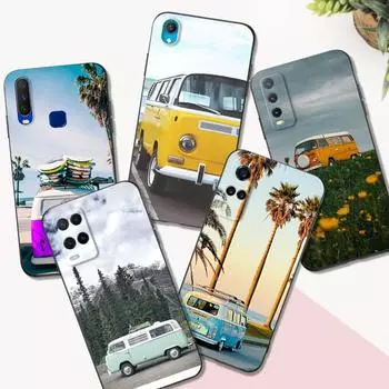 Black Tpu Case For Vivo Y21 Y51A 2021 Y21S Y33S Y51 2020 Y51S Y53s 4G Y72 5G Back Cover Combi Van Surf Vivo Y72 5G