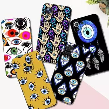 Black Tpu Case For Xiaomi mi 11i 5G Redmi Note 11 11S 11T Pro PLUS 4G 5G Cover Evil Eye Illustration RedmiNote11Pro CN