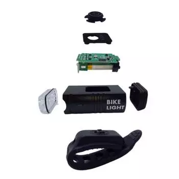 Black Warning Light Riding Headlight Bicycle USB Charging Road Bike Light Alloy Charged Display Signal Lamp Assembly Outdoor