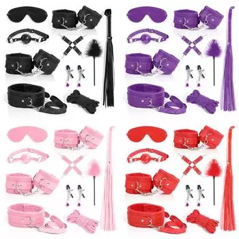 Black Webbing Seven-Piece Set Supplies Adult Emotional Sex Toys Premium Bundle Sex Aids