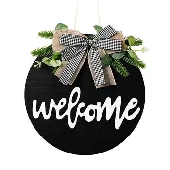 Black Welcome Board Wreath With Beautiful Ribbon Bow And Vibrant Design Sunflower Welcome Bow