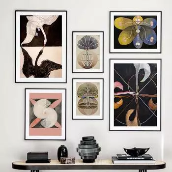 Black White Swan Mystery Tree Modern Abstract Wall Art Canvas Painting Nordic Posters And Prints Wall Pictures For Living Room 21*30cm No Frame