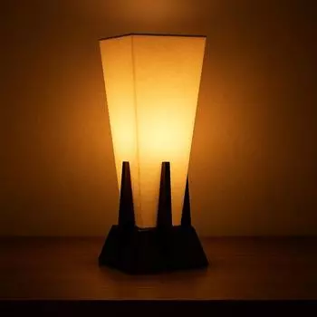 Black Wood & Off-White Fabric Pyramid Table Lamp – 36cm (14 ) | E27 Holder, No Bulb Included | Minimalist Accent Light for Bedroom,