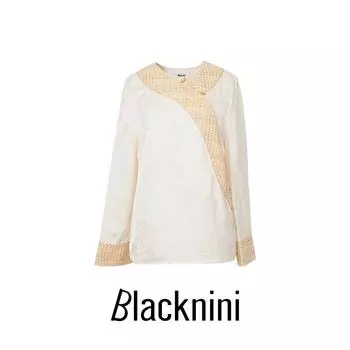 Blackinni Yin Huafu Mirror Faille Jin Mouth Lt Luxury Brand Mulberry Satin Jacquard Pearl New Chinese Style Shirt White M