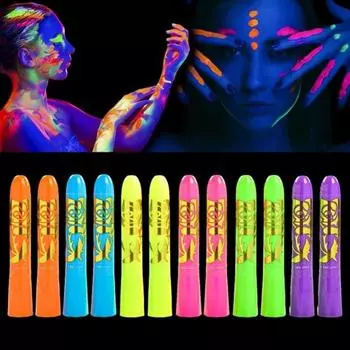 Blacklight Reactive Crayons | Светящиеся в темноте краски для лица и тела Intense Luminous Sticks Flu