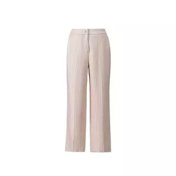 Blacknin Heroine Linen Gold and Silver Silk Thin and Glittering Closure Collar Stripes Pink Suit Outwear Vest Cropped Pants Ankle-length pants XS
