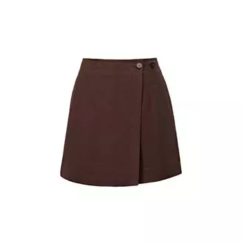 Blacknini Chocolate French Import Sweet Linen Italian Dyed Moisture-Absorbing Breathable Shirt Shorts Culottes (100 linen) XS