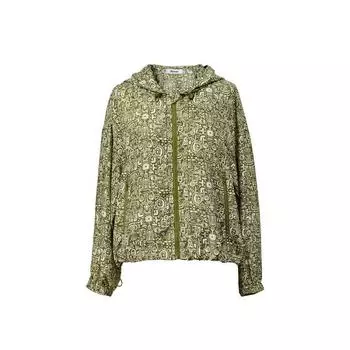 Blacknini Graffiti Heavy Weight 12 M 6A Mulberry Silk Print Silk Jacket Hooded Casual Short Coat Hooded thin coat (100 mulberry silk) XL