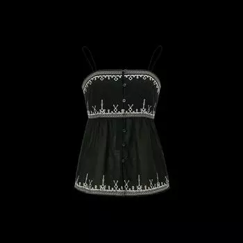 Blacknini Holiday Set Italian Luxury Heavy Twist Sea Island Cotton Embroider New Chinese Short Coat/Sling Black-Strap XL