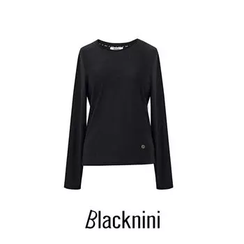 Blacknini Инь Хуафу/ Черная Золотая База Yi Da Роскошный Бренд Тот же Источник Черный Серебристый Мелкая Блестящая Пряжа Базовый Топ Black XS