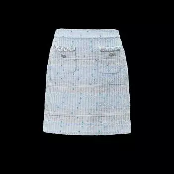 Blacknini Инь WAF/ Мороженое Bainian Lt Импорт из Великобритании Ароматный Аромат Источник Фабрика Твидовая Верхняя Одежда/Юбка Blue-Skirt L