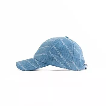 Blacknini Jean Bag Luxury Heavy Yeast Fried Salt Laser Pearl Pattern Quilted Shoulder Chain Bag Denim Blue (Hat)