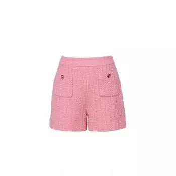 Blacknini Lychee Berries Italian Giotex Import Jacquard round Neck Tweed Vest Coat/Shorts Powder shorts (brand: GIOTEX) L