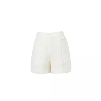 Blacknini Mount Fuji Luxury 6A White Steam Filature Hemp Silk Ruched Texture Suit Outwear/Shorts Shorts M