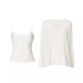 Blacknini (Two Colors) Birthday Shirt LP German Machine-Made 18-Pin Pointelle Long-Staple Cotton Knitwear/Sling White Suit (Knitwear + sling) S