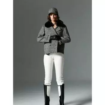 Blacknini/Yi Guo Твидовая верхняя одежда с цветными пайетками в елочку (Джин Рот Воротник из норки Съемный) Herringbone pattern S