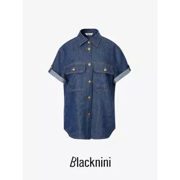 Blacknini Yin Huafu/BC Set Heavy Weight High Primary Color Dyed Denim Shirt/Shorts Dark blue shorts M