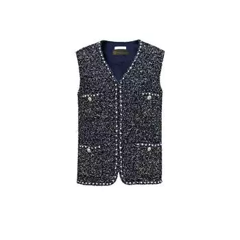 Blacknini Yin Huafu Blue Star River Europe Import L & C Luxury Brand Same Source Tweed Classic Style Vest Coat Vest (Label: Lanificio)(In stock) XS