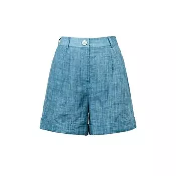 Blacknini Yin Huafu Blues Set Pure Ramie Hand-Fried Color Thin Transparent Suit Outwear/Shorts Ramie Suit shorts((In Stock)) M