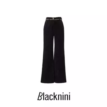 Blacknini Yin Huafu/ Cocoa Set Luxury Chenille Corduroy Handmade Leather Chain Outerwear/Trousers Corduroy pants XL