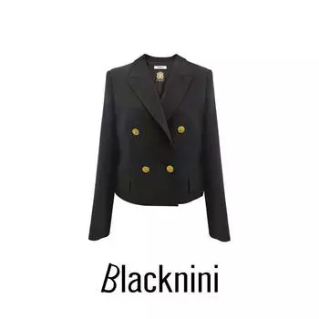 Blacknini Yin Huafu/Diamond Luxury Royal Navy Blue Double Breasted Short Suit Navy blue XL