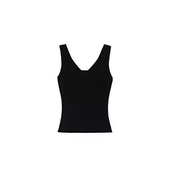 Blacknini Yin Huafu/ Double-Sided Wear Island Import Cuprammonuium Stripe Knitting Camisole Black((In Stock)) S