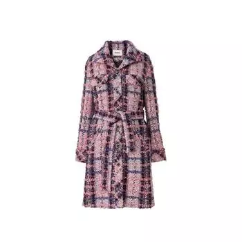Blacknini Yin Huafu/Edinburgh Luxury Wool Oblique Cut Plaid Woven Woolen Coat Outwear Coat S