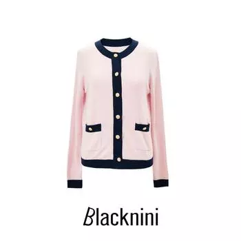 Blacknini Yin Huafu Fragrance Classic Same Luxury German South Mao 120S Jixi Merino Knitting Cardigan Pink S
