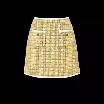 Blacknini Yin Huafu/GARDEN Yellow Italy Import Luxury Brand Royal Short Coat/Two-Piece Overskirt Suit Yellow-Skirt XS