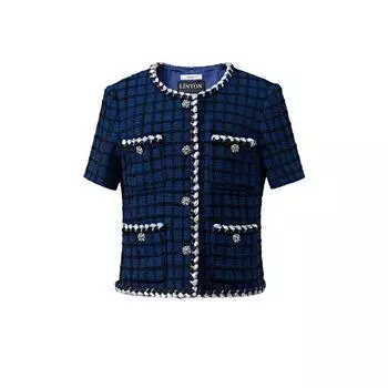 Blacknini Yin Huafu Grinny Классический стиль Куртка с коротким рукавом Импорт из Великобритании Линтон Двухсторонний Гомологичный Твид