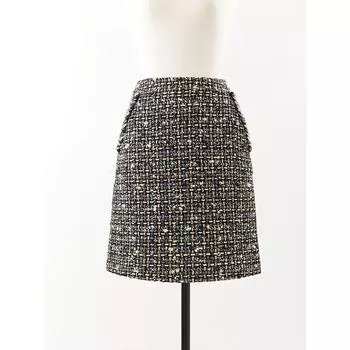Blacknini Yin Huafu/Jin Mouth Ring Velvet Gold and Silver Plaid Tweed Classic Style Outwear Gold (overskirt) XS