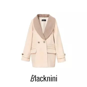 Blacknini Yin Huafu/ Jing Luxury Coat Italy Texco High Luxury M & M Green Fruit Collar Woolen Outwear Knitting Coat (Brand: TEXCO) M