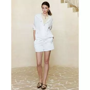 Blacknini Yin Huafu/Just Need Sun Protection Strong Twist Double Line Satin Light Sense Stripe Outerwear/Shorts White-shorts XS